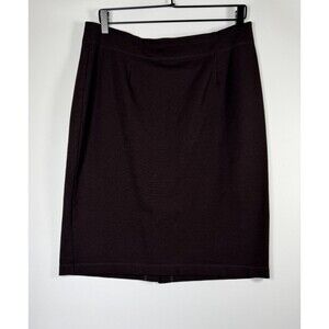 Eileen Fisher Skirt Large Black Ponte Knit Italian Fabric Stretch Pull On Preppy